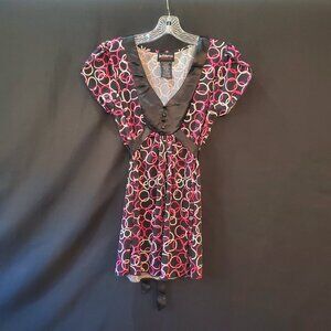 Vintage Y2K Hot Tempered Pink White Black Baby Doll Tunic 2000s Large
